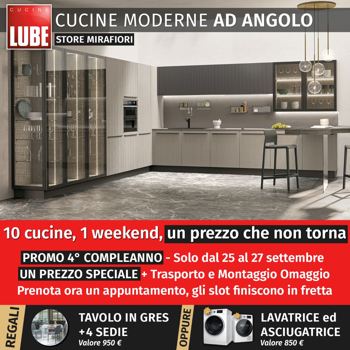 Cucine moderne ad angolo — Promo 4° compleanno