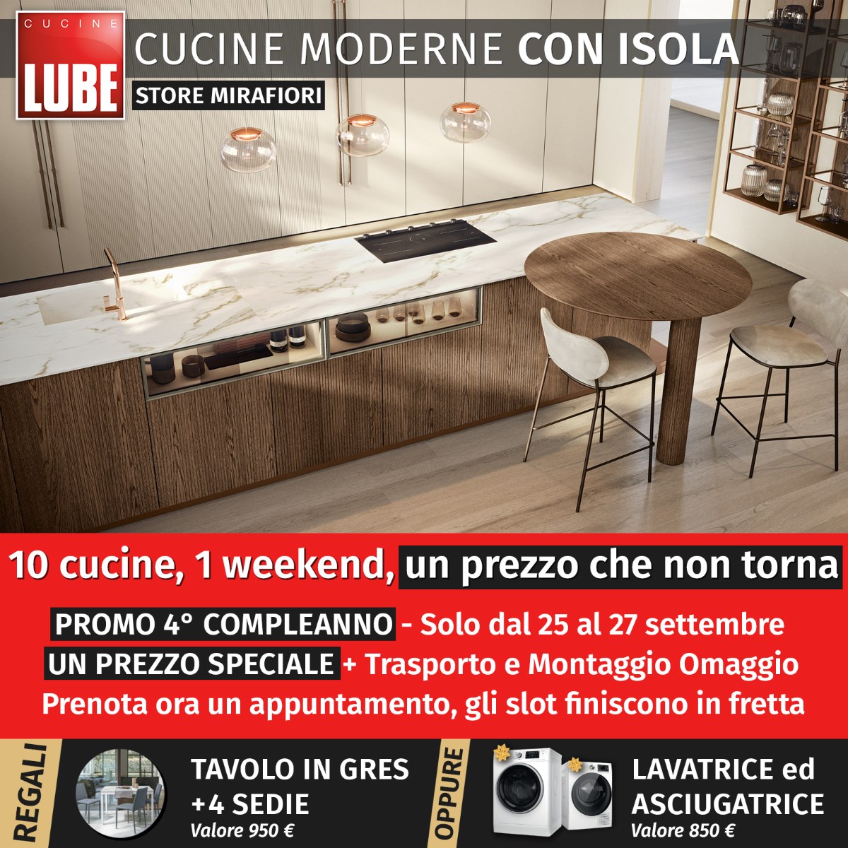 Cucine moderne con isola — Promo 4° compleanno
