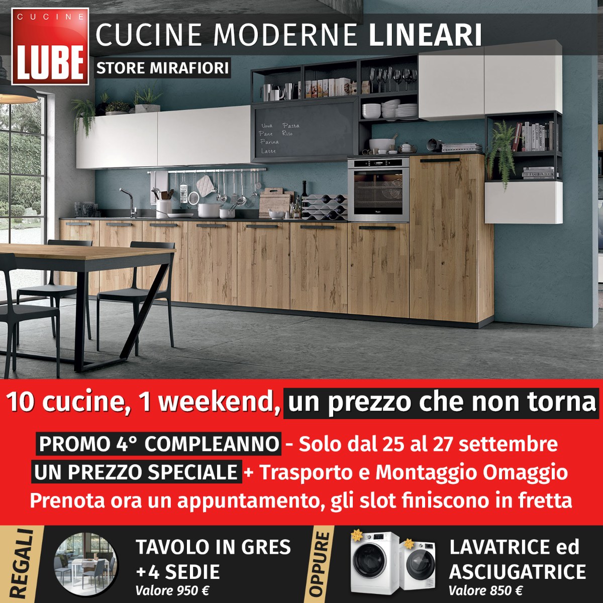 Cucine moderne lineari — Promo 4° compleanno